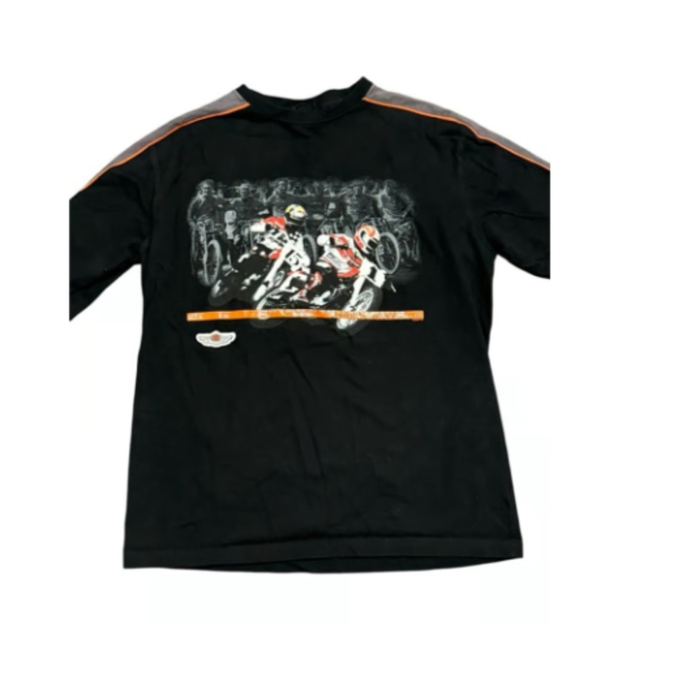 Harley-Davidson Women's 100th Anniversary Long Sleeve Shirt Black Racing Sz L - Picture 3 of 7